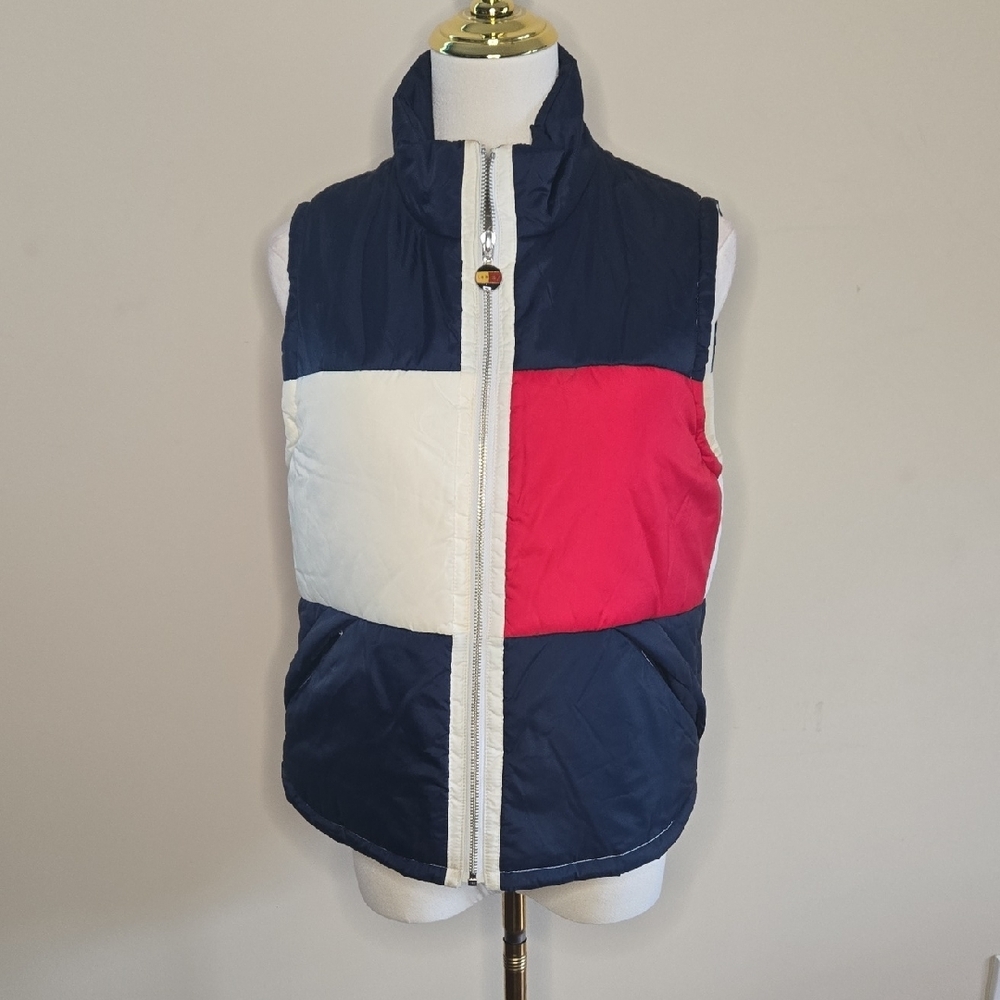Vintage‎ Tommy Hilfiger Iconic Flag Logo Colorblock Puffer Vest Y2K Streetwear